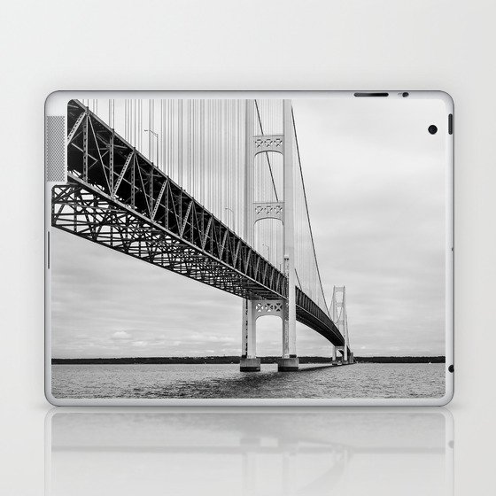 Mackinac Bridge, black and white photography Laptop & iPad Skin