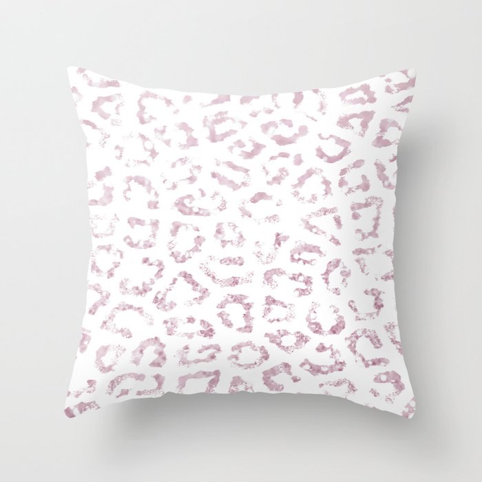Blush Pink Faux Glitter Elegant Cheetah Print Animal Throw Pillow