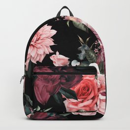 Midnight Garden Floral Pattern in Watercolor Backpack