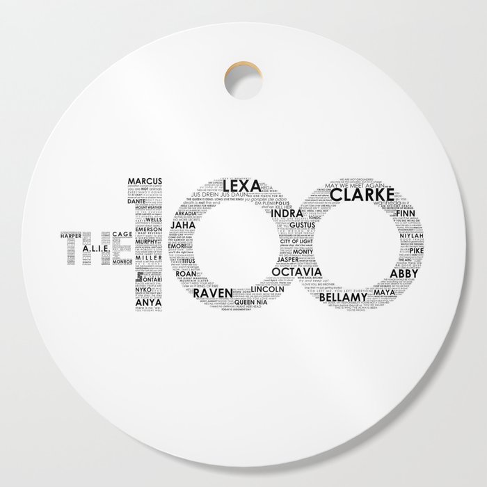 The 100 - Typography Art [black text] Cutting Board