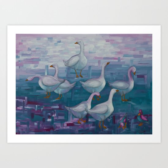 A Gaggle of Geese Art Print