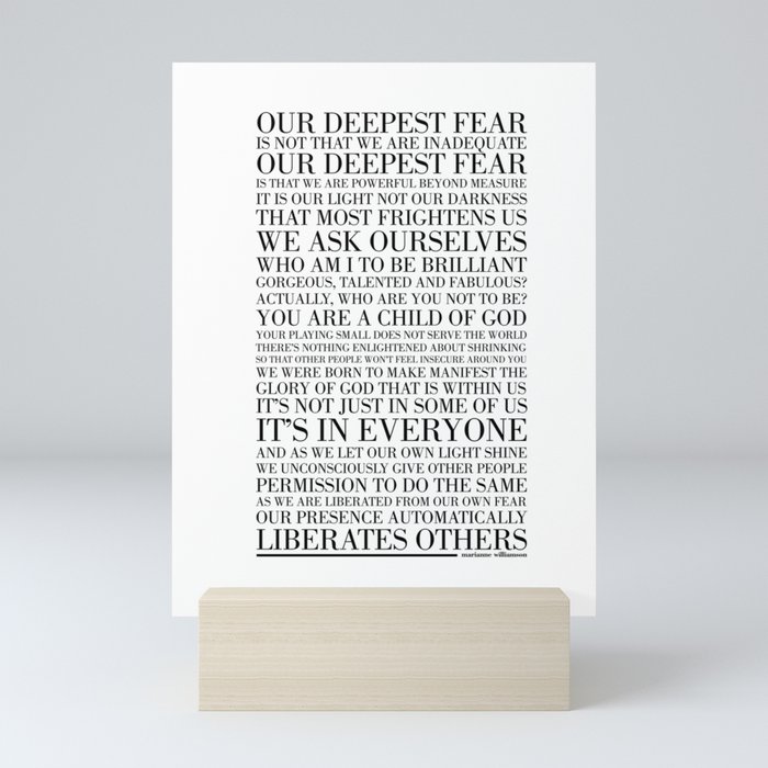 Our Deepest Fear by Marianne Williamson Mini Art Print