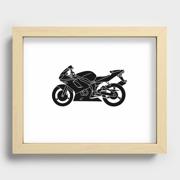 Motorcycle Silhouette. Recessed Framed Print
