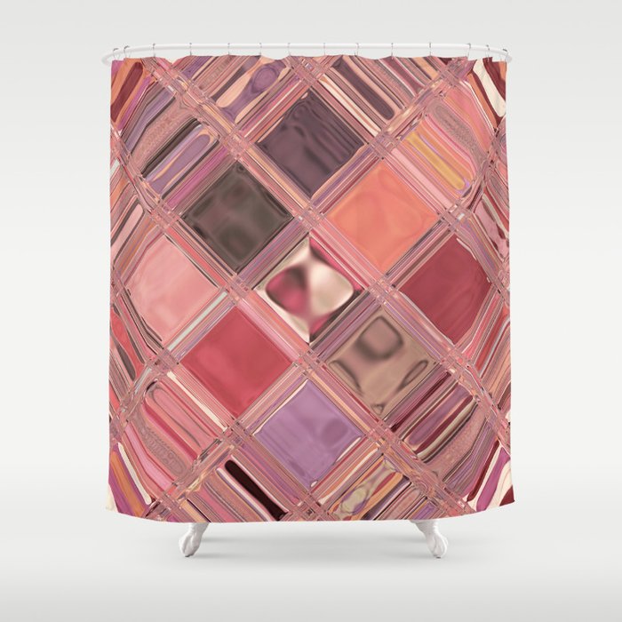 Modern Tile Mosaic Macro Tangerine Pink Lavender Shower Curtain