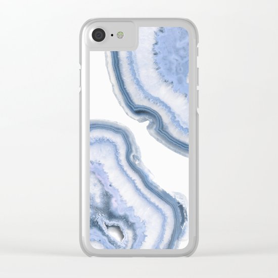 Airy Blue Agate Clear iPhone Case