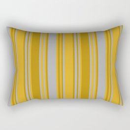 [ Thumbnail: Dark Gray, Dark Goldenrod, and Goldenrod Colored Pattern of Stripes Rectangular Pillow ]
