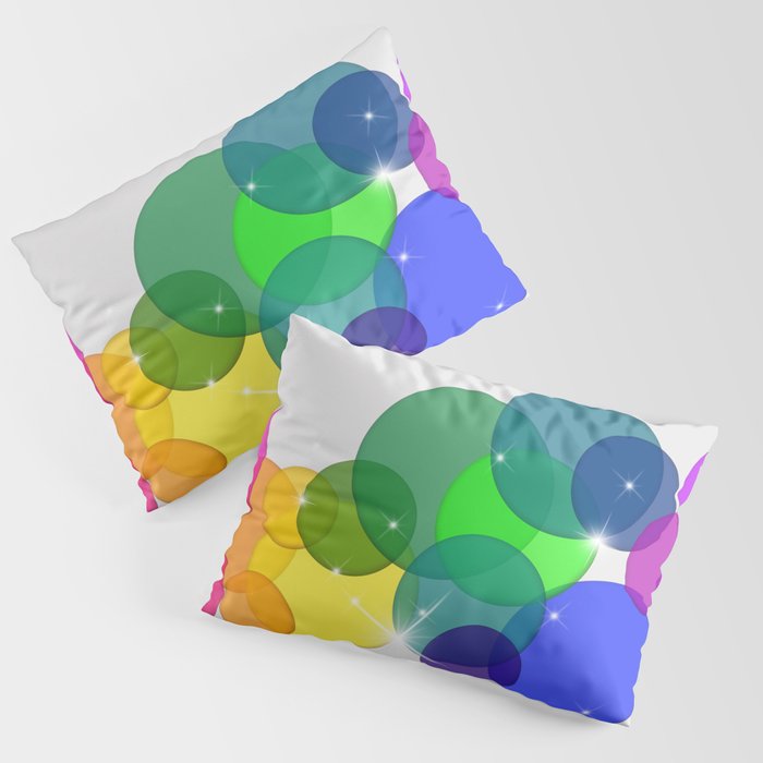 Translucent Rainbow Colored Circles with Sparkles - Multi Colored Pillow Sham
