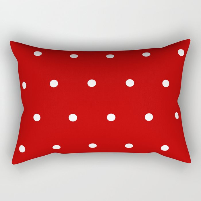 Red and White Polka Dots Pattern Rectangular Pillow