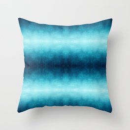 Watercolor Ocean Caribbean Blue Ombré Shibori Throw Pillow