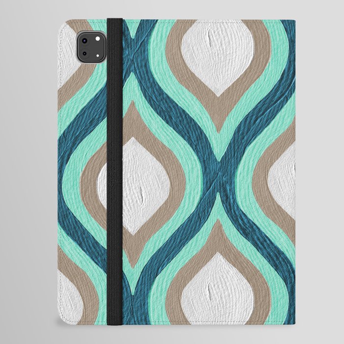 Optical Waves – Teal & Turquoise iPad Folio Case