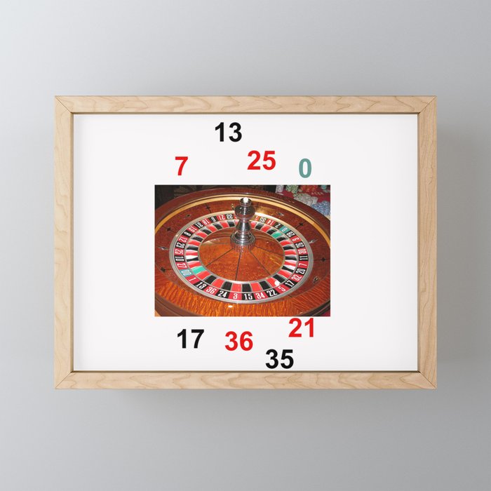 Roulette wheel casino gaming design Framed Mini Art Print