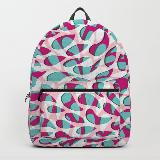 Organic Petals Pattern Pink Turquoise Backpack
