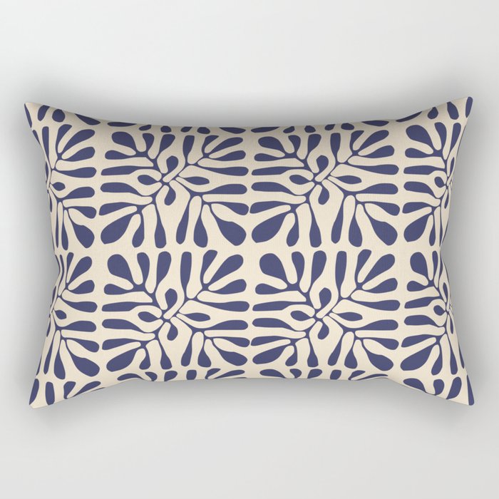 Square leaf pattern in blue Rectangular Pillow