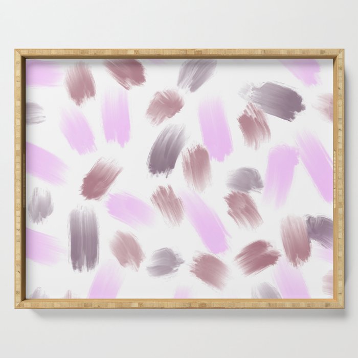 Abstract Pink Lavender Burgundy Watercolor Brushstrokes Serving Tray