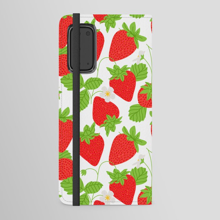 Strawberry fruit seamless pattern illustration  Android Wallet Case