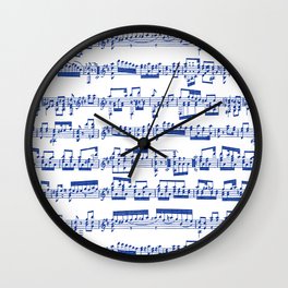Blue Sheet Music Wall Clock