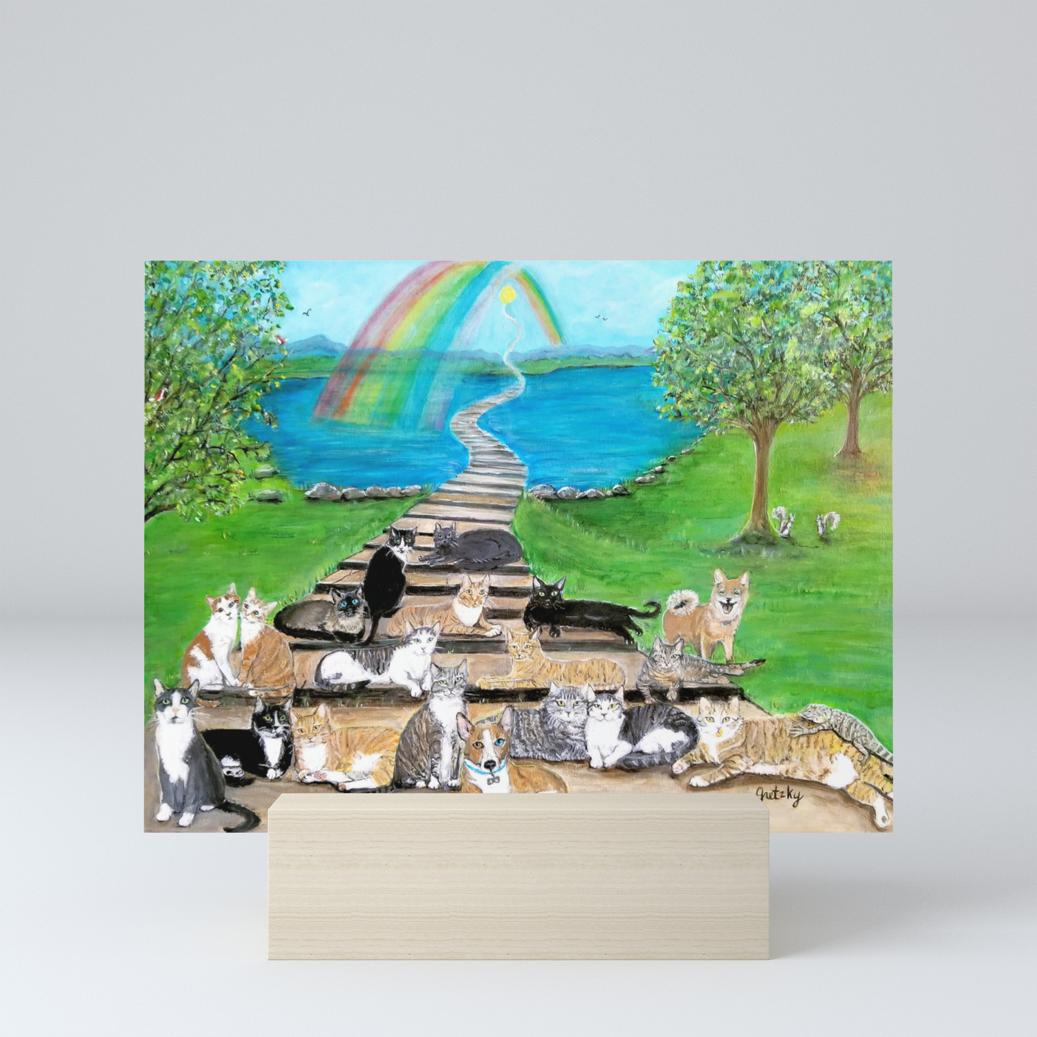 Rainbow Bridge Cats And Dogs Mini Art Print By Paintingsbygretzky