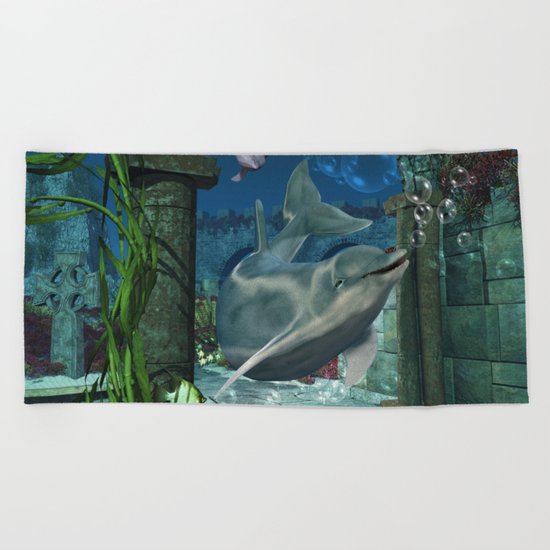 Wonderful dolphin Beach Towel