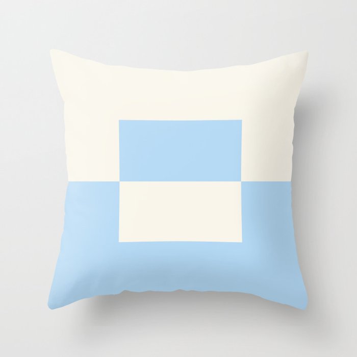Baby Blue Off-White Minimal Square Design 2 2021 Color of the Year Wild Blue Yonder Swiss Coffee Throw Pillow