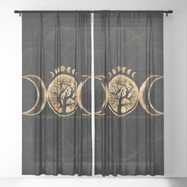 Triple Moon - Tree of life Ornament Sheer Curtain