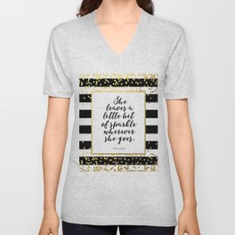 Inspirational Quote She Leaves A Little Sparkle Wherever She Goes Hustle Quote Print Kate Spade  V Neck T Shirt
