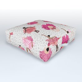 Dance of the Peony Flowers  - with White background Outdoor Floor Cushion