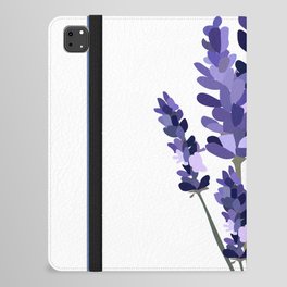 Floral Lavender Bouquet Design Pattern on Blue and White iPad Folio Case