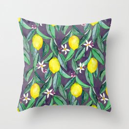 When Life Gives You Lemons - grey purple Throw Pillow