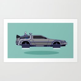 Flying Delorean Time Machine - Back to the future series Art Print