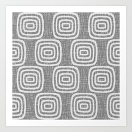 Mud Cloth Concentric Pattern 764 Grey Art Print