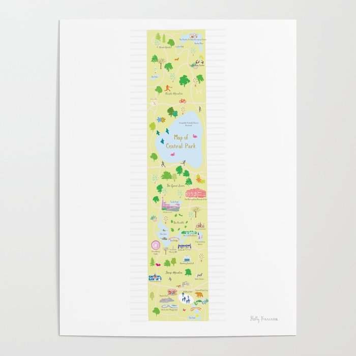 Illustrated Central Park Map, New York City Poster