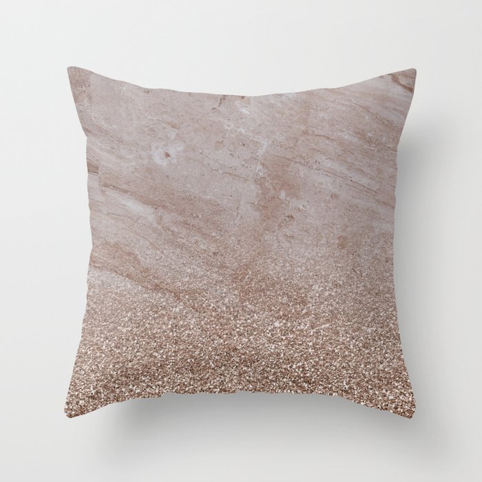 Beige shimmer marble gradient Throw Pillow