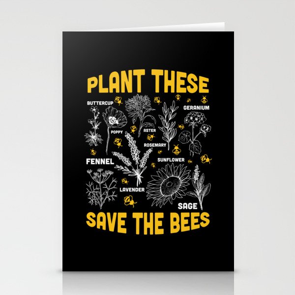 Plant These Save The Bees Stationery Cards