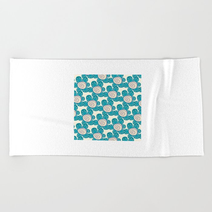 Spring Flower Pattern Artistic Cute Blue and White Beach Towel by ...
