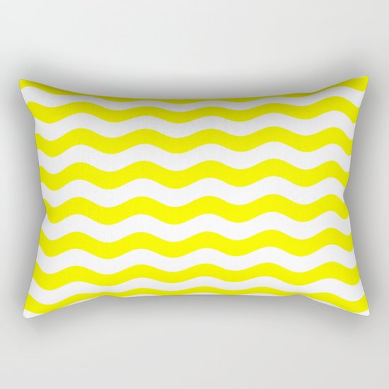 Wavy Stripes (Yellow/White) Rectangular Pillow