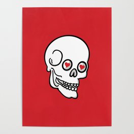 Skull love on red Poster