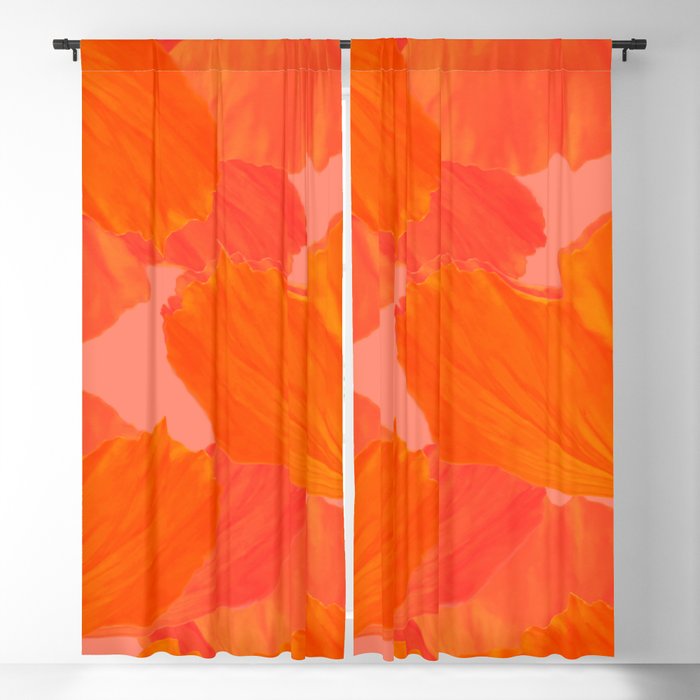 Beautiful Poppies Coral Color Background #decor #society6 #buyart Blackout Curtain