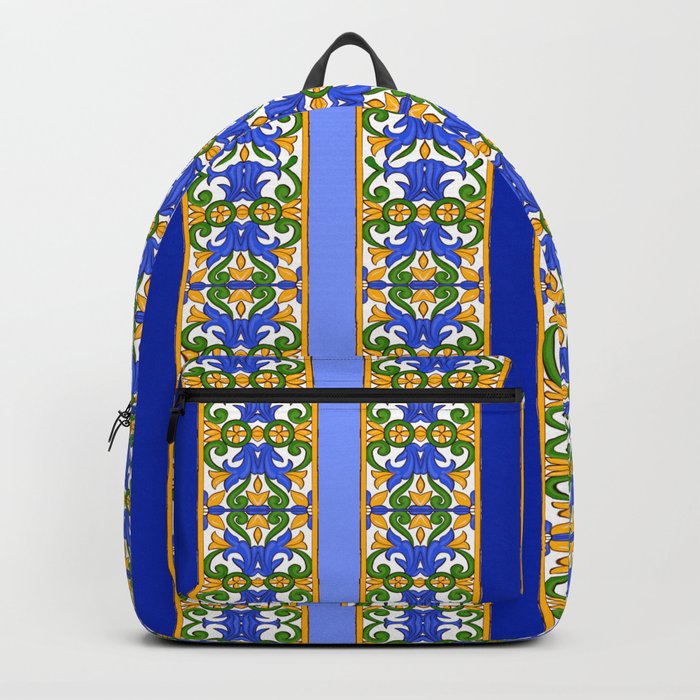 Summer ,Sicilian tiles ,azulejo,majolica art Backpack