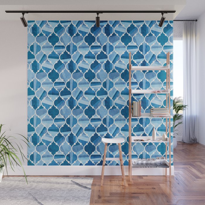 Quatrefoil Blues Wall Mural