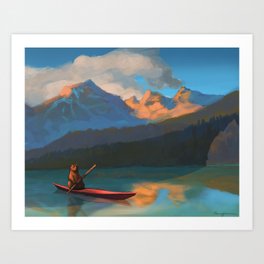 Kayaking Bear Art Print
