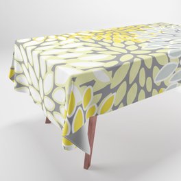 Modern Flowers Art Pattern, Yellow, Gray and White, Art Prints Tablecloth