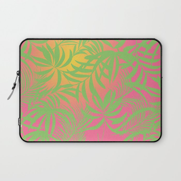 Tropical leaves in gradient background Laptop Sleeve