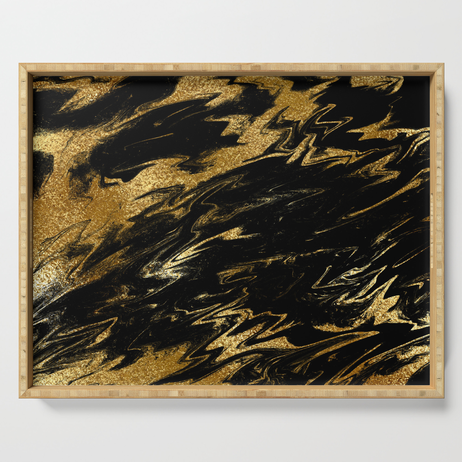 Luxury And Sparkle Gold Glitter And Black Marble Serving Tray By Originalaufnahme Society6