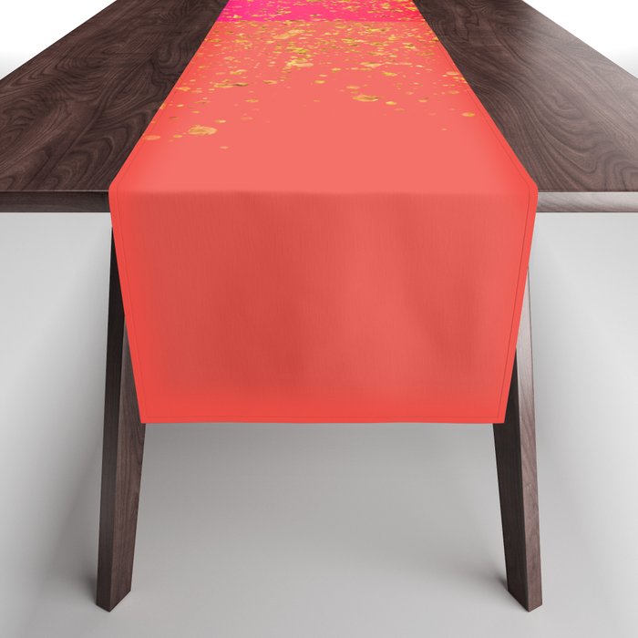Pink Glitter Colorblock Pattern  Table Runner