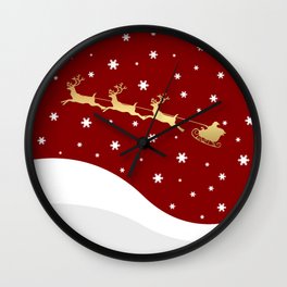 Red Christmas Santa Claus Wall Clock