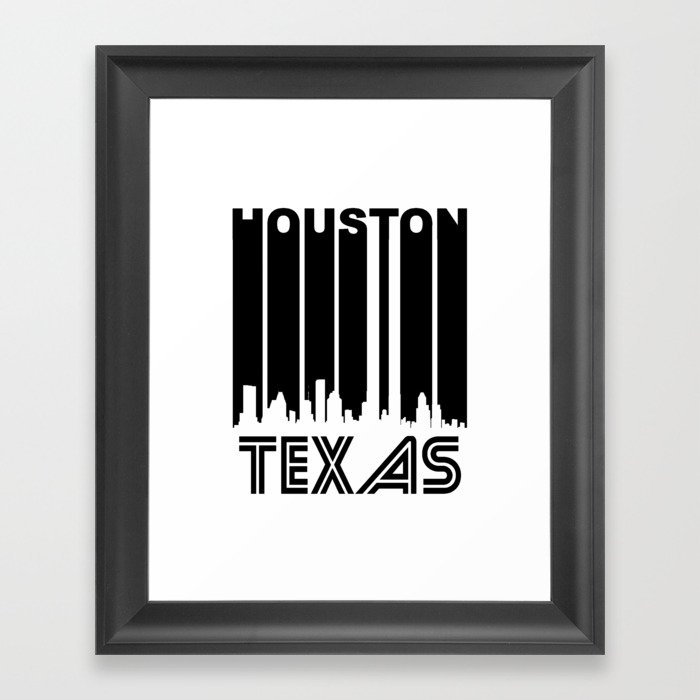 Retro Houston Skyline Framed Art Print