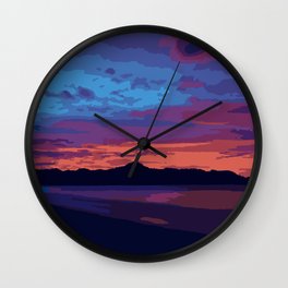 Tropical Sunset Wall Clock | Color, Islandcolors, Purple, Sunset, Posterizedart, Islandsky, Tropicalsunset, Digital, Photo, Islandsunset 