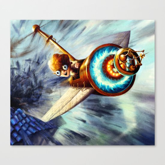 Boy Flying Away in a Plane Canvas Print