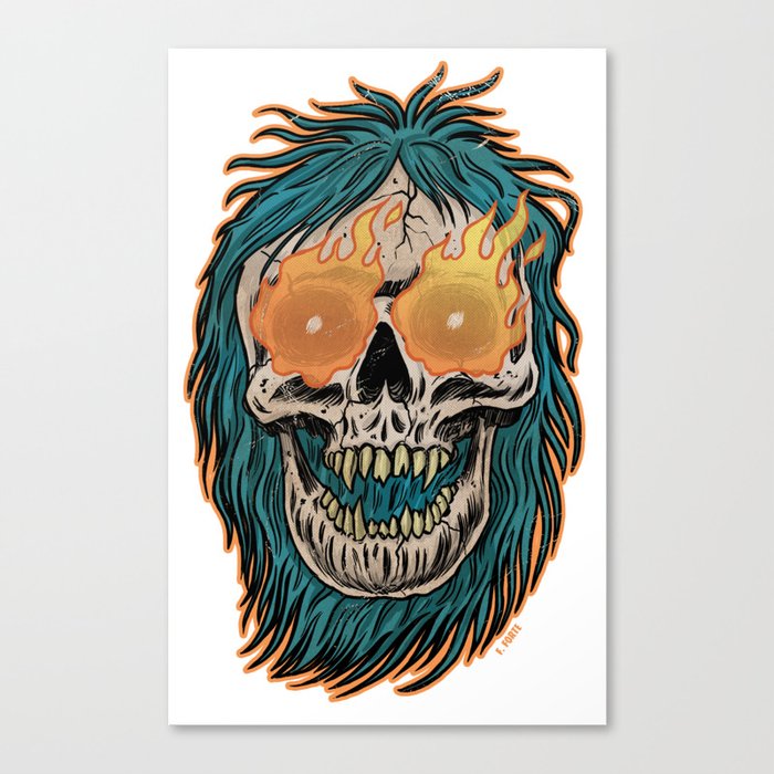 FrankenHorrors Flaming Skull Horror Graphic dark Art  Canvas Print