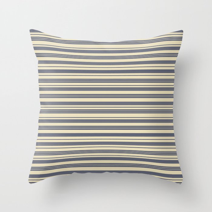 Horizontal Thin Lines on Cream Throw Pillow